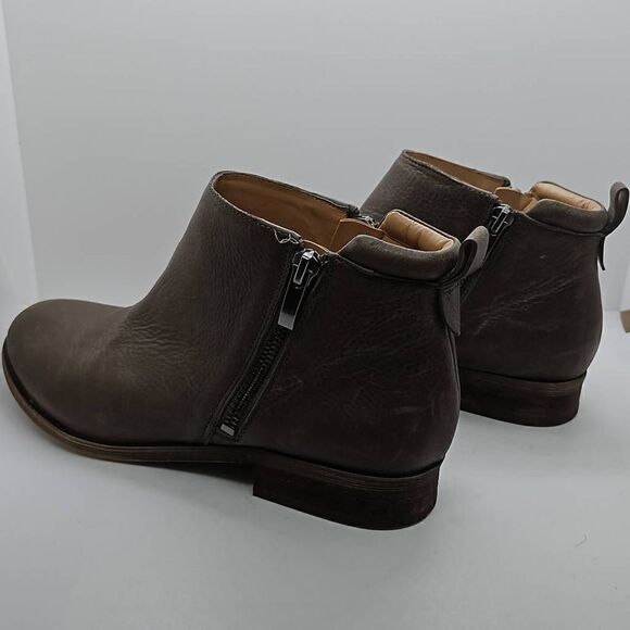 Franco Sarto Keegan Side Zip Ankle Zip Taupe Womens Size 7.5 Leather Bootie - Picture 4 of 7